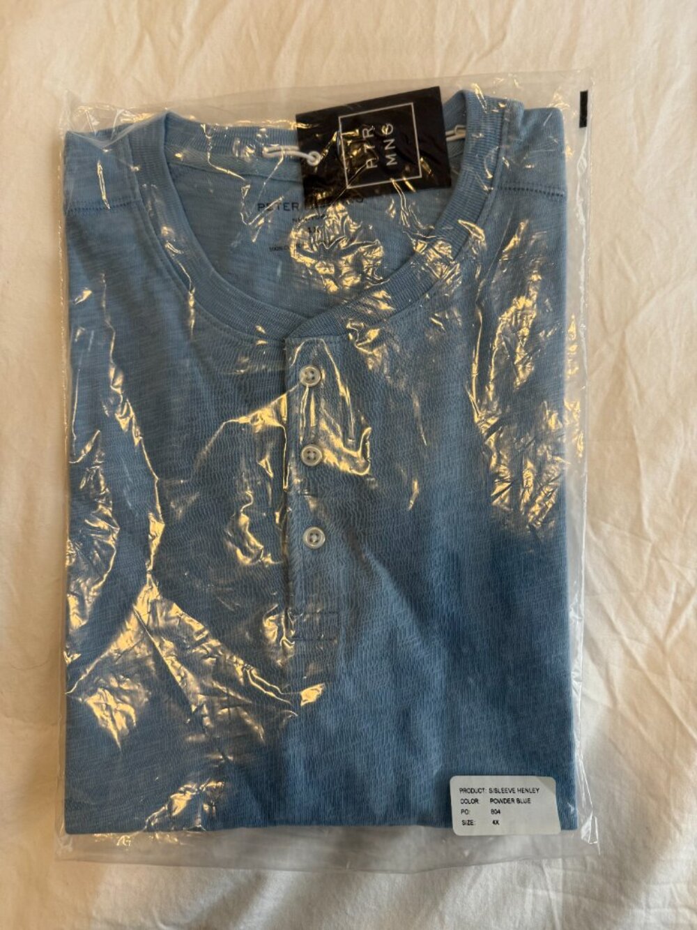 Peter Manning - Henley Shirt Short Sleeve - Powder Blue - 4X (NWT)